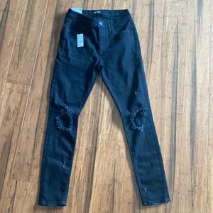 Express Distressed Skinny Mid Rise Jeans